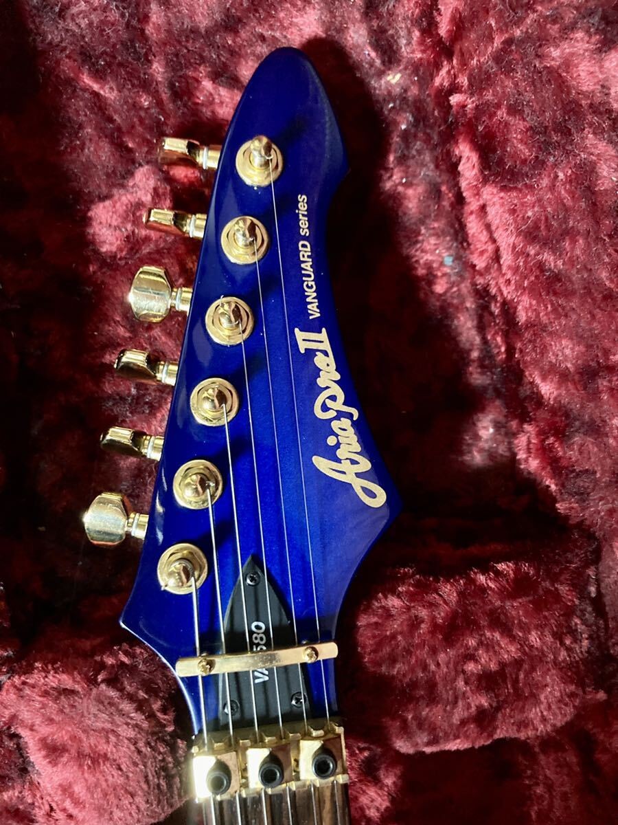 Aria Pro Ⅱ V A-580 Vanguard Series Made In Japan electric Guitar Blue Used