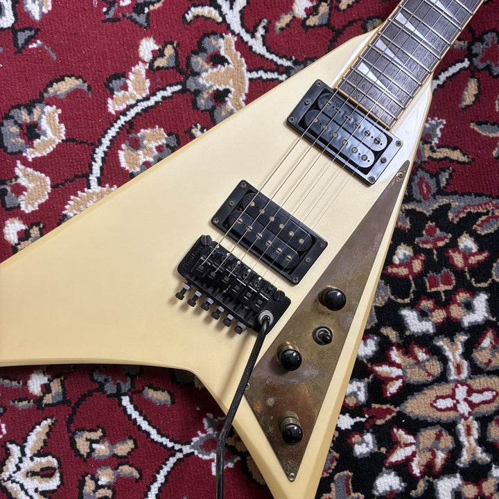 1986 Fernandes JS-110 Limited Edition Rhoads V Pearl White Floyd Rose MIJ Japan