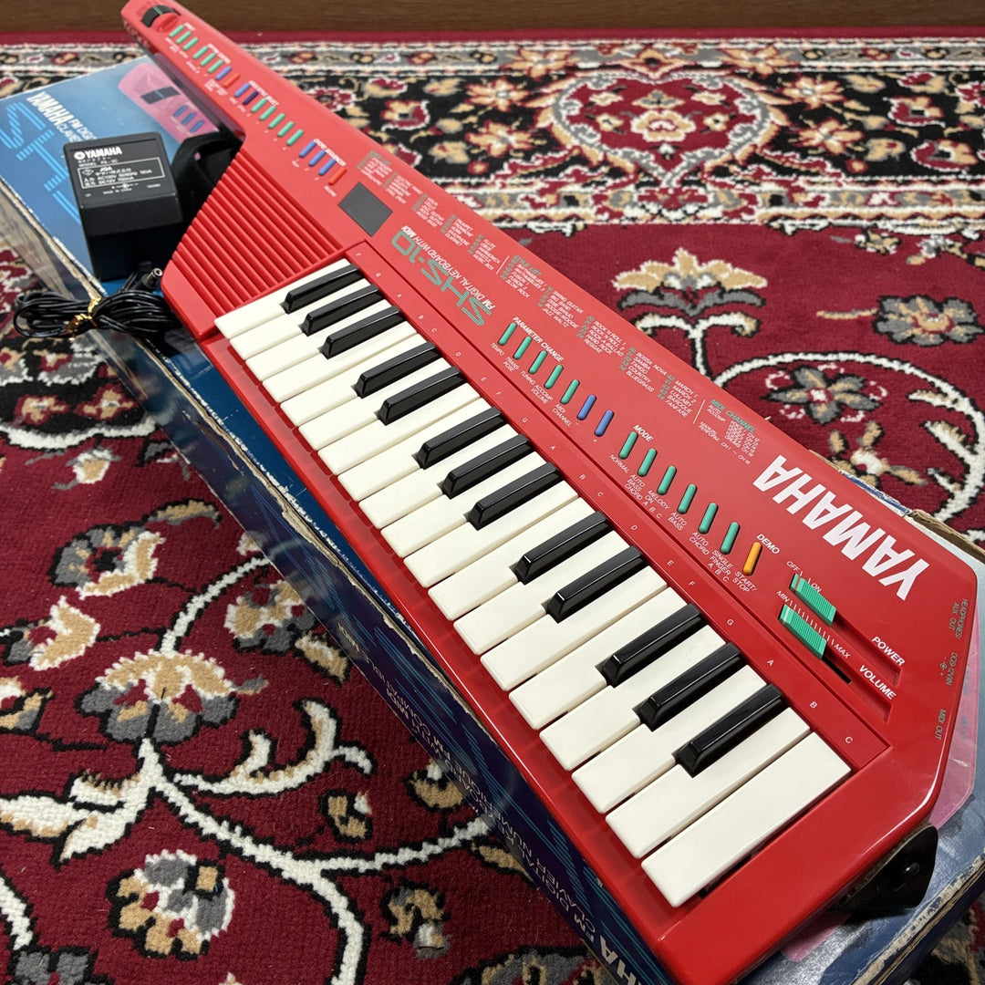 1987 Yamaha SHS-10R Red Keytar FM Digital Keyboard MIDI MIJ w/ Box &amp; Strap