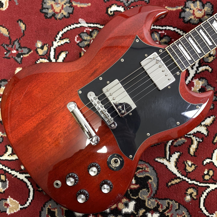Blitz by Aria Pro II BSG-STD SG Electric Guitar Cherry Set Neck w/Soft Case