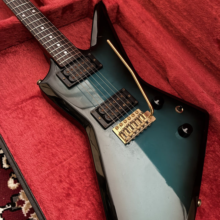 1982-83 Aria Pro II ZZ Deluxe Explorer Blue Burst MIJ Matsumoku Gold HW w/OHSC