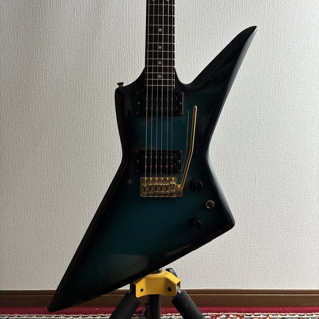 1982-83 Aria Pro II ZZ Deluxe Explorer Blue Burst MIJ Matsumoku Gold HW w/OHSC