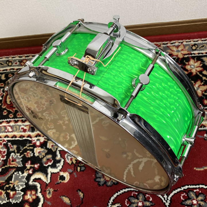 Canopus Birch BR-1455 14x5.5 Birch Snare Drum Green Ripple Wrap MIJ