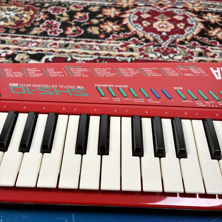1987 Yamaha SHS-10R Red Keytar FM Digital Keyboard MIDI MIJ w/ Box &amp; Strap