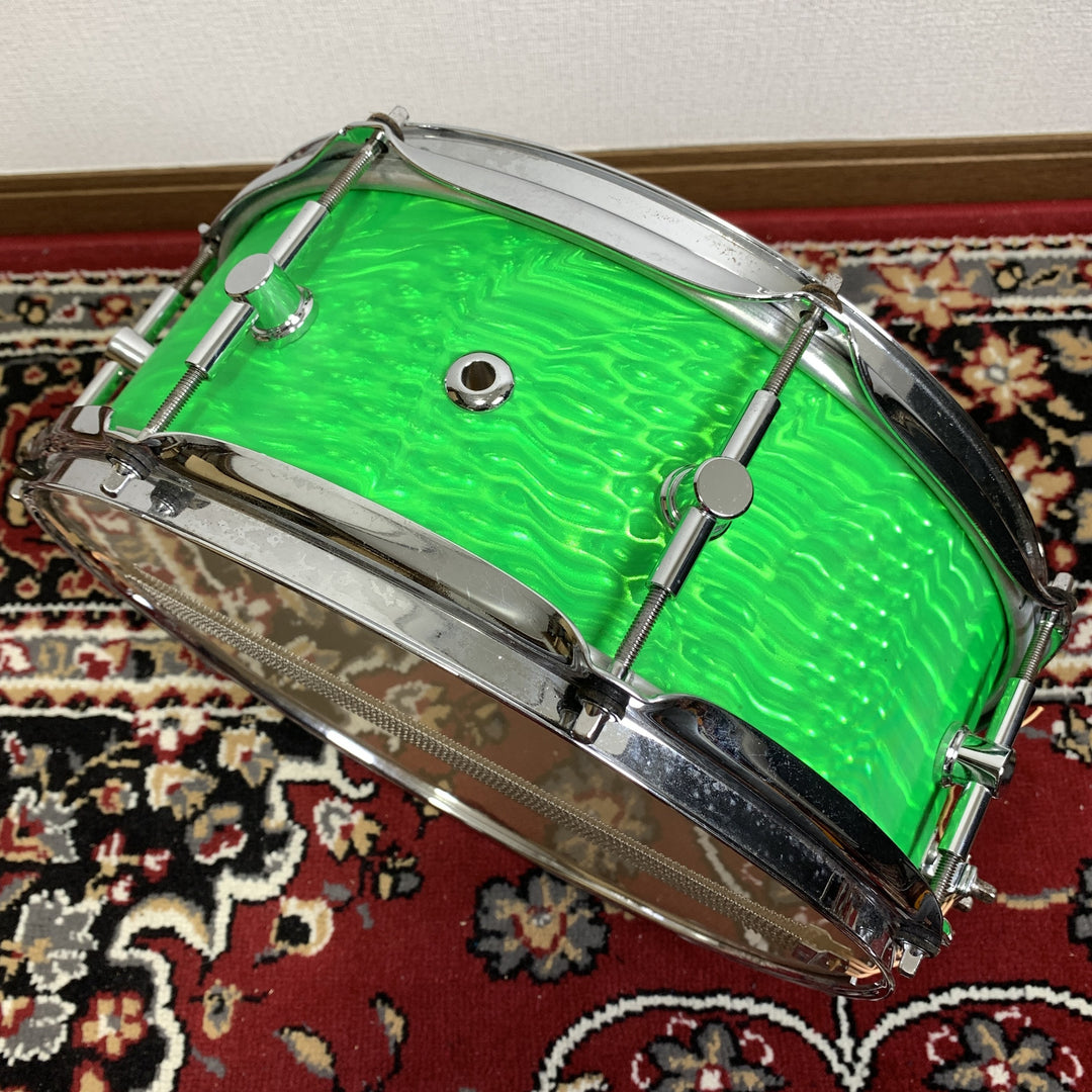 Canopus Birch BR-1455 14x5.5 Birch Snare Drum Green Ripple Wrap MIJ