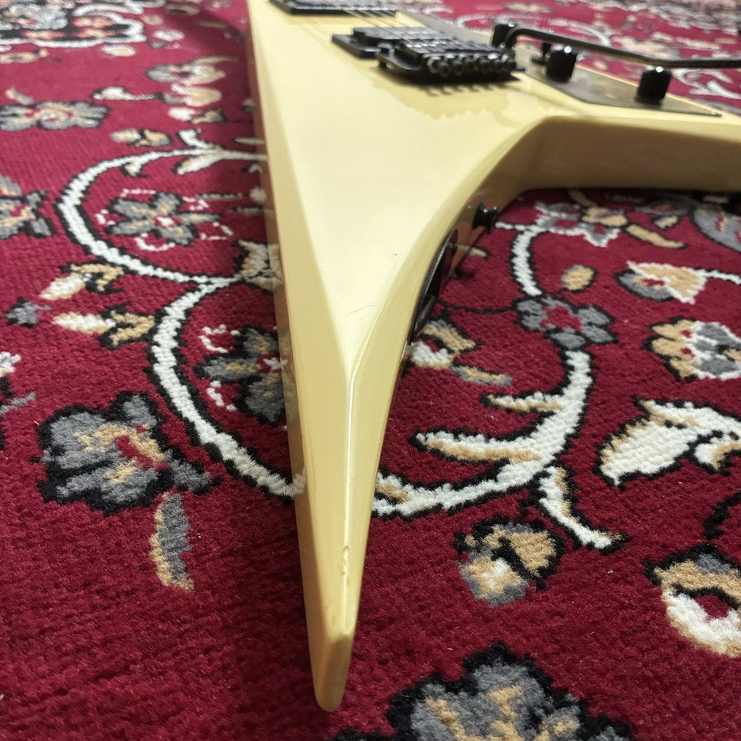 1986 Fernandes JS-110 Limited Edition Rhoads V Pearl White Floyd Rose MIJ Japan