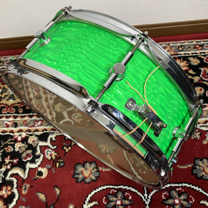 Canopus Birch BR-1455 14x5.5 Birch Snare Drum Green Ripple Wrap MIJ