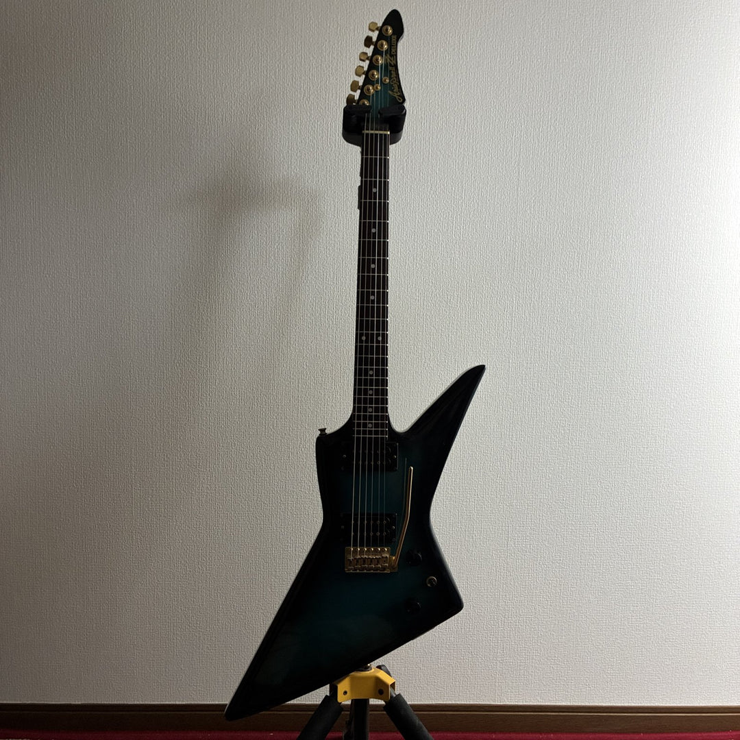 1982-83 Aria Pro II ZZ Deluxe Explorer Blue Burst MIJ Matsumoku Gold HW w/OHSC