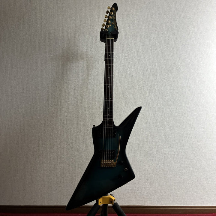 1982-83 Aria Pro II ZZ Deluxe Explorer Blue Burst MIJ Matsumoku Gold HW w/OHSC