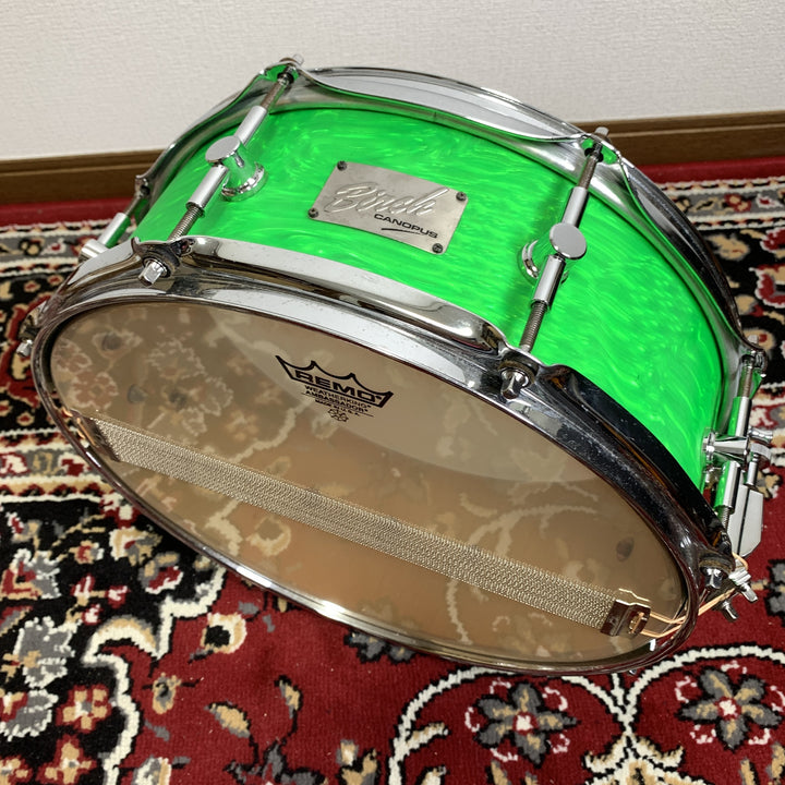 Canopus Birch BR-1455 14x5.5 Birch Snare Drum Green Ripple Wrap MIJ