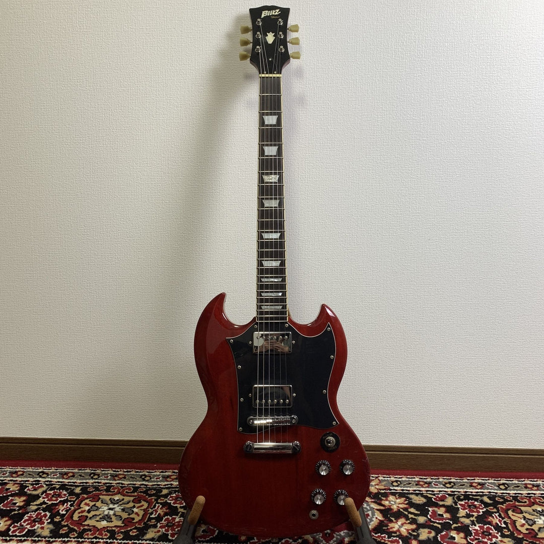 Blitz by Aria Pro II BSG-STD SG Electric Guitar Cherry Set Neck w/Soft Case