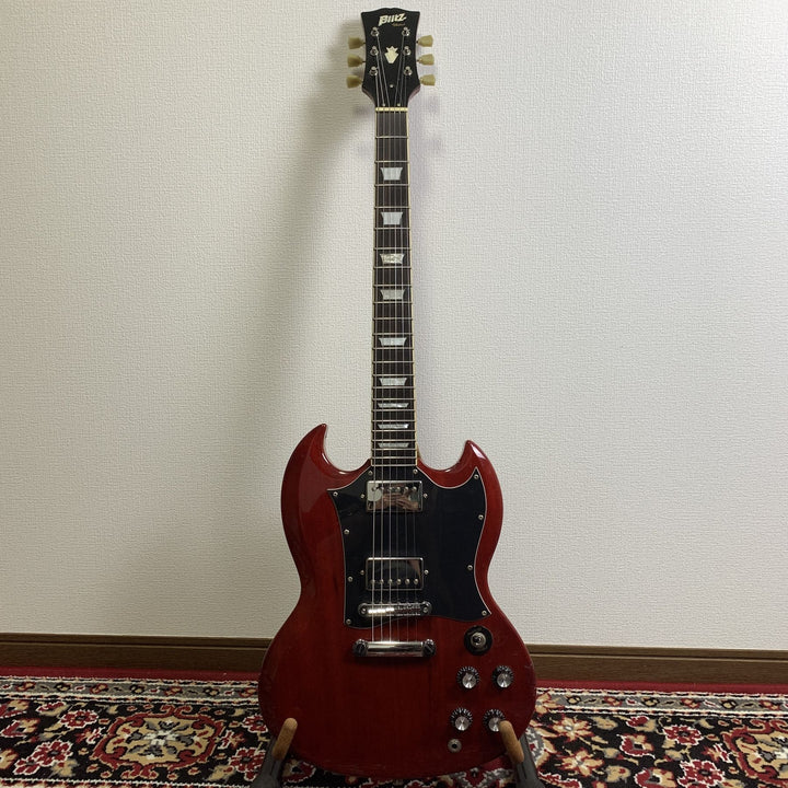 Blitz by Aria Pro II BSG-STD SG Electric Guitar Cherry Set Neck w/Soft Case