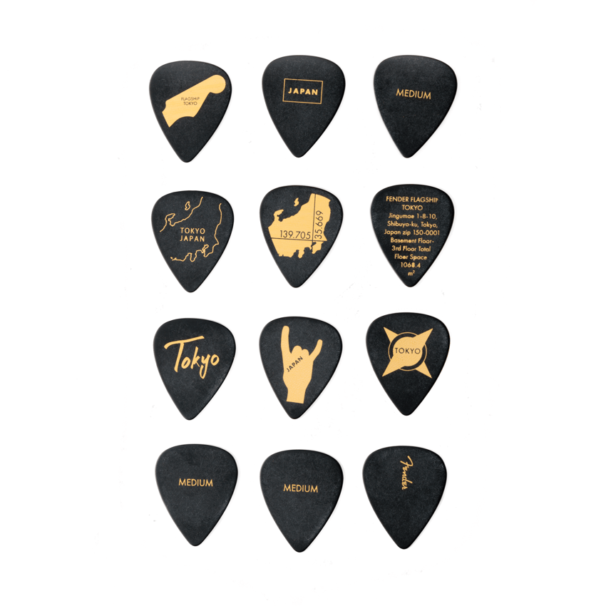 Fender Flagship Tokyo Limited Guitar Picks Black x Gold 12 pcs set Made in Japan
