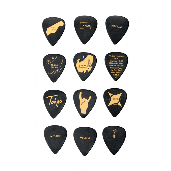 Fender Flagship Tokyo Limited Guitar Picks Black x Gold 12 pcs set Made in Japan