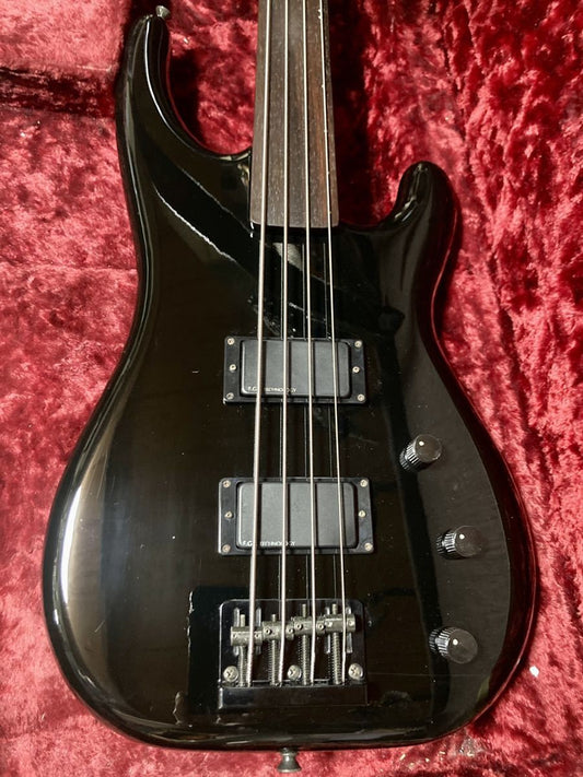 Fernandes FRB-70 Fretless Electric Bass Guitar Black Rare Used