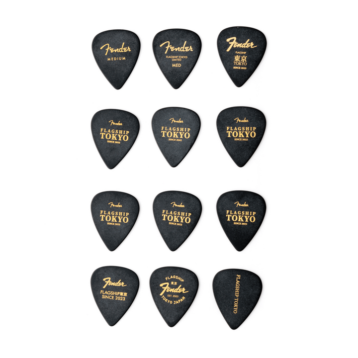 Fender Flagship Tokyo Limited Guitar Picks Black x Gold 12 pcs set Made in Japan