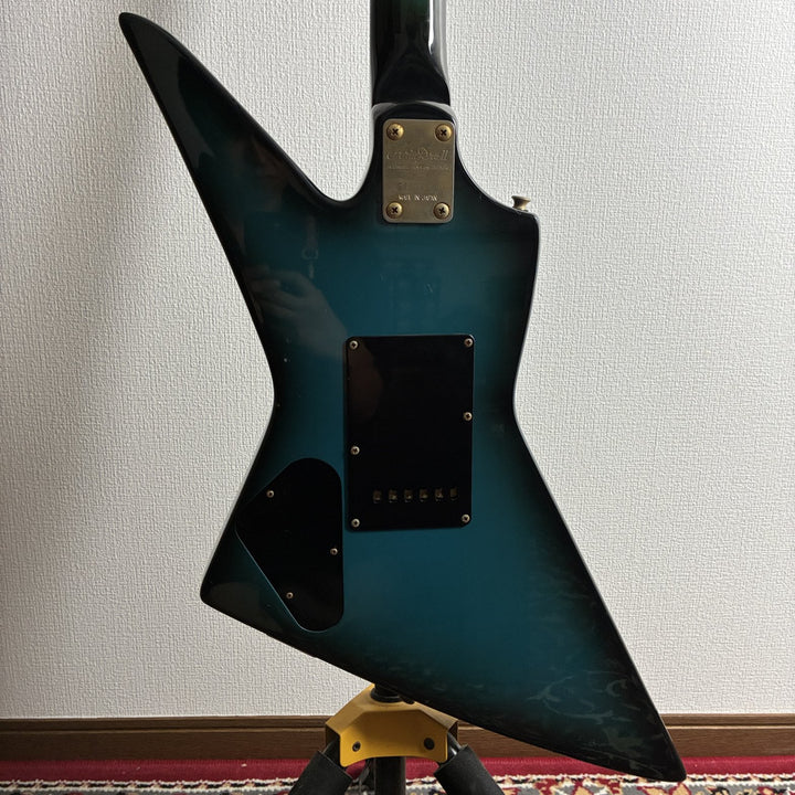 1982-83 Aria Pro II ZZ Deluxe Explorer Blue Burst MIJ Matsumoku Gold HW w/OHSC