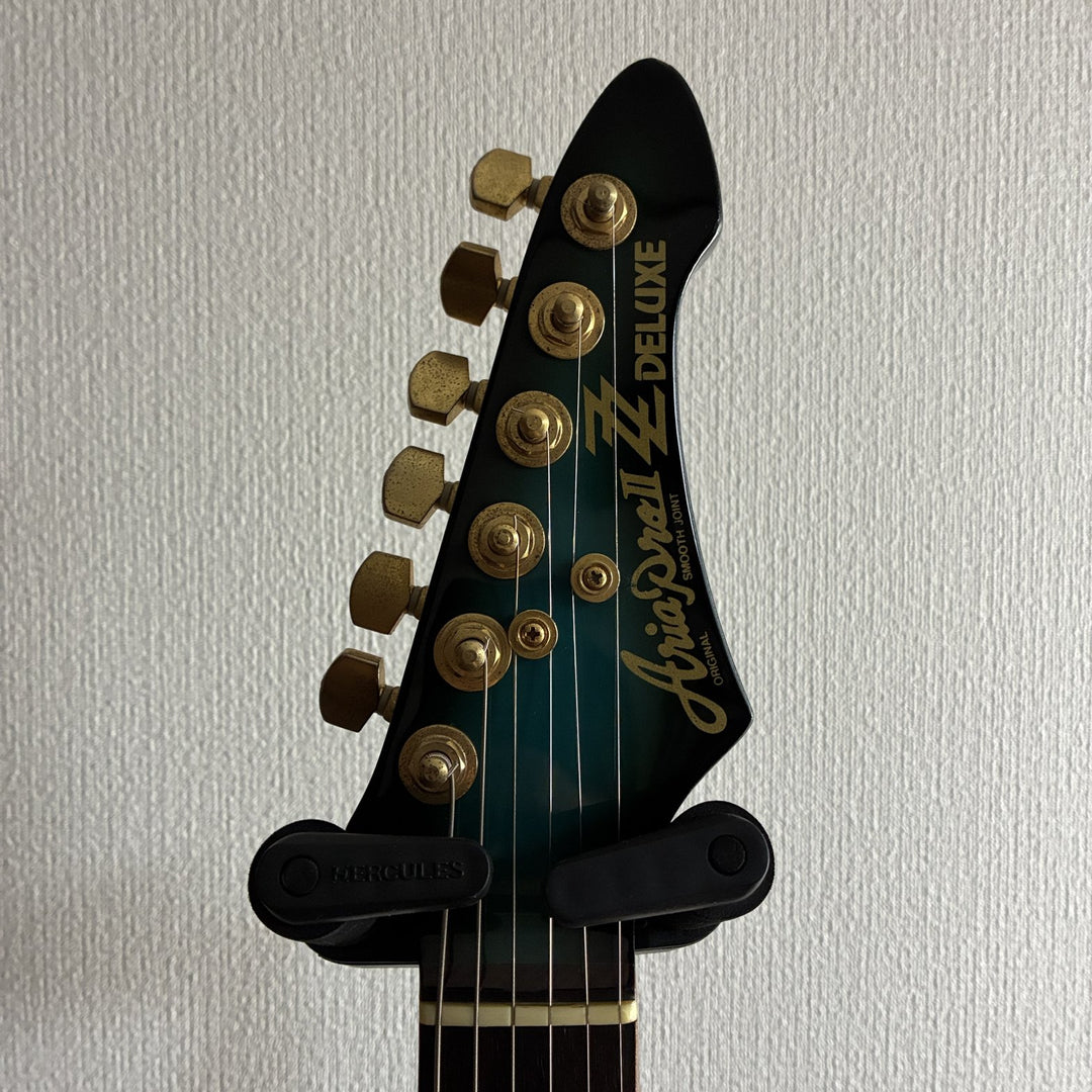1982-83 Aria Pro II ZZ Deluxe Explorer Blue Burst MIJ Matsumoku Gold HW w/OHSC