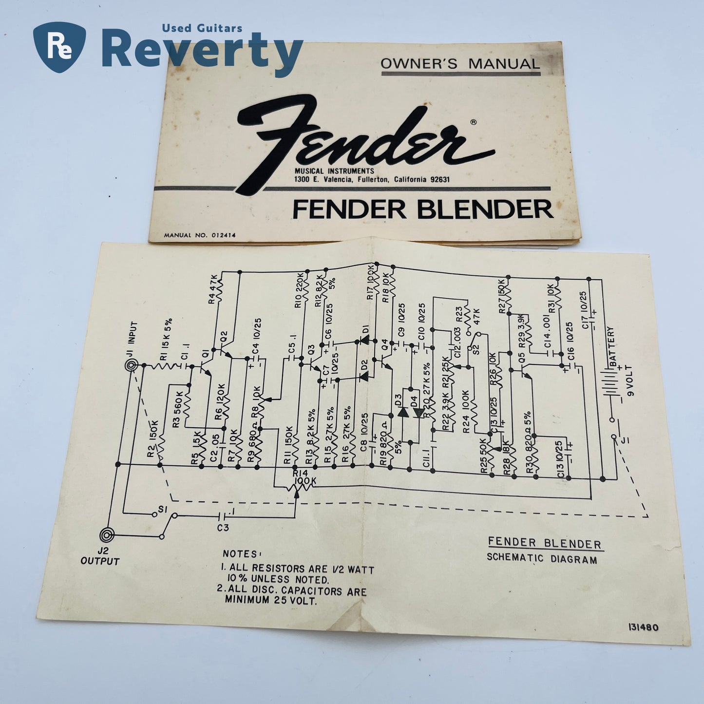 Fender Blender Fuzz 1975 Vintage Guitar Effect Pedal Original w/Manual