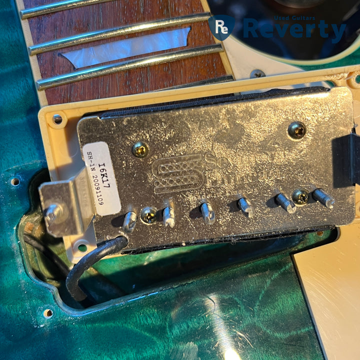2009 Edwards E-LP-92SD/QM Les Paul Type Black Turquoise Green Duncan Japan MIJ