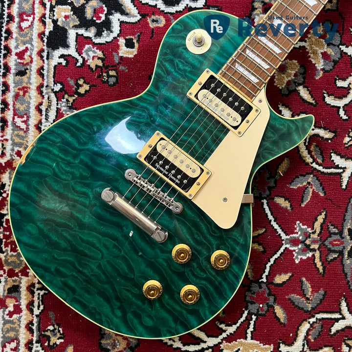 2009 Edwards E-LP-92SD/QM Les Paul Type Black Turquoise Green Duncan Japan MIJ