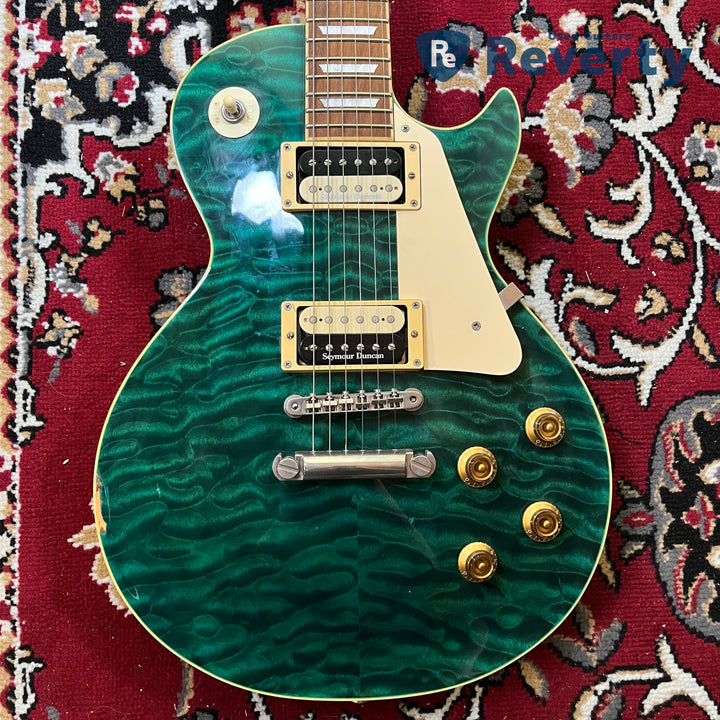 2009 Edwards E-LP-92SD/QM Les Paul Type Black Turquoise Green Duncan Japan MIJ