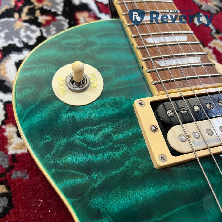 2009 Edwards E-LP-92SD/QM Les Paul Type Black Turquoise Green Duncan Japan MIJ