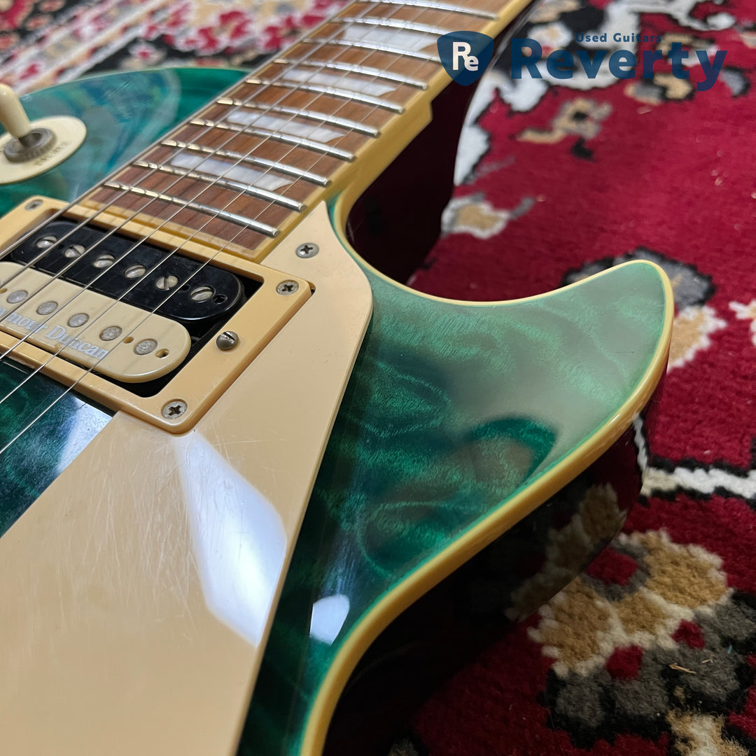 2009 Edwards E-LP-92SD/QM Les Paul Type Black Turquoise Green Duncan Japan MIJ