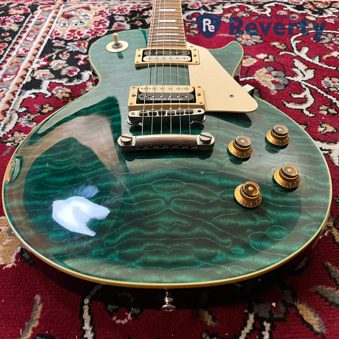2009 Edwards E-LP-92SD/QM Les Paul Type Black Turquoise Green Duncan Japan MIJ