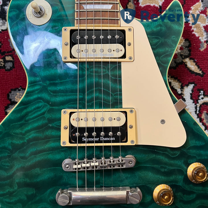 2009 Edwards E-LP-92SD/QM Les Paul Type Black Turquoise Green Duncan Japan MIJ