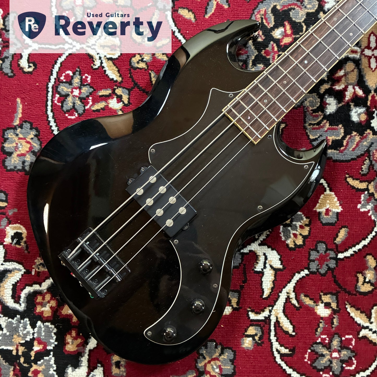 GrassRoots by ESP G-VP-46B Viper Bass 4-String Black SG-Style w/ Soft Case