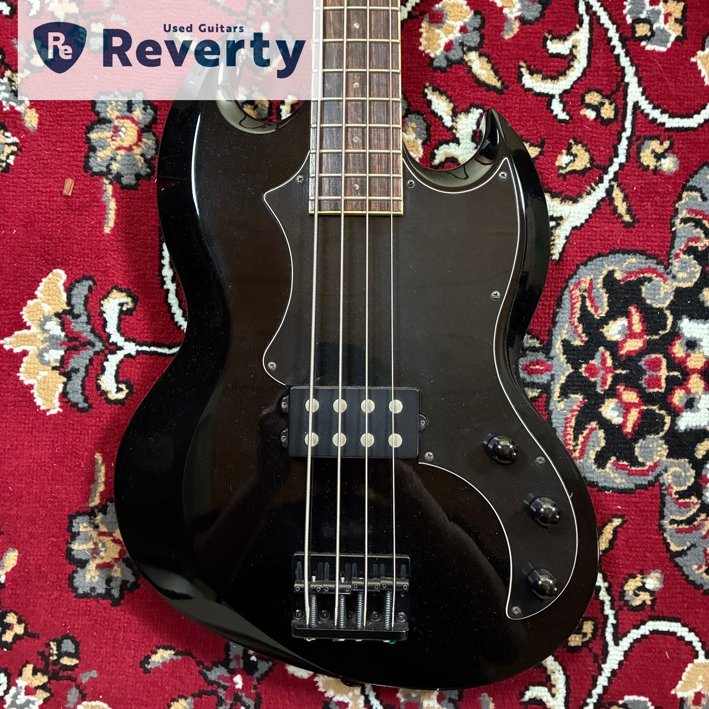 GrassRoots by ESP G-VP-46B Viper Bass 4-String Black SG-Style w/ Soft Case